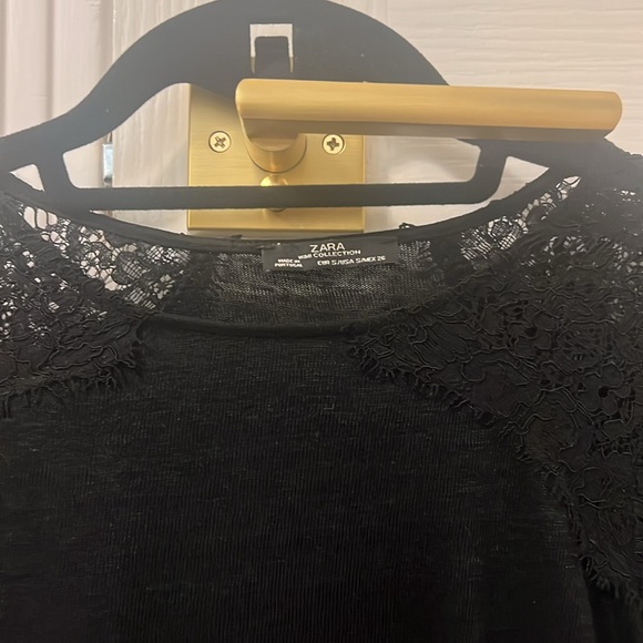 Zara black top with lace shoulders Size S - Picture 3 of 5